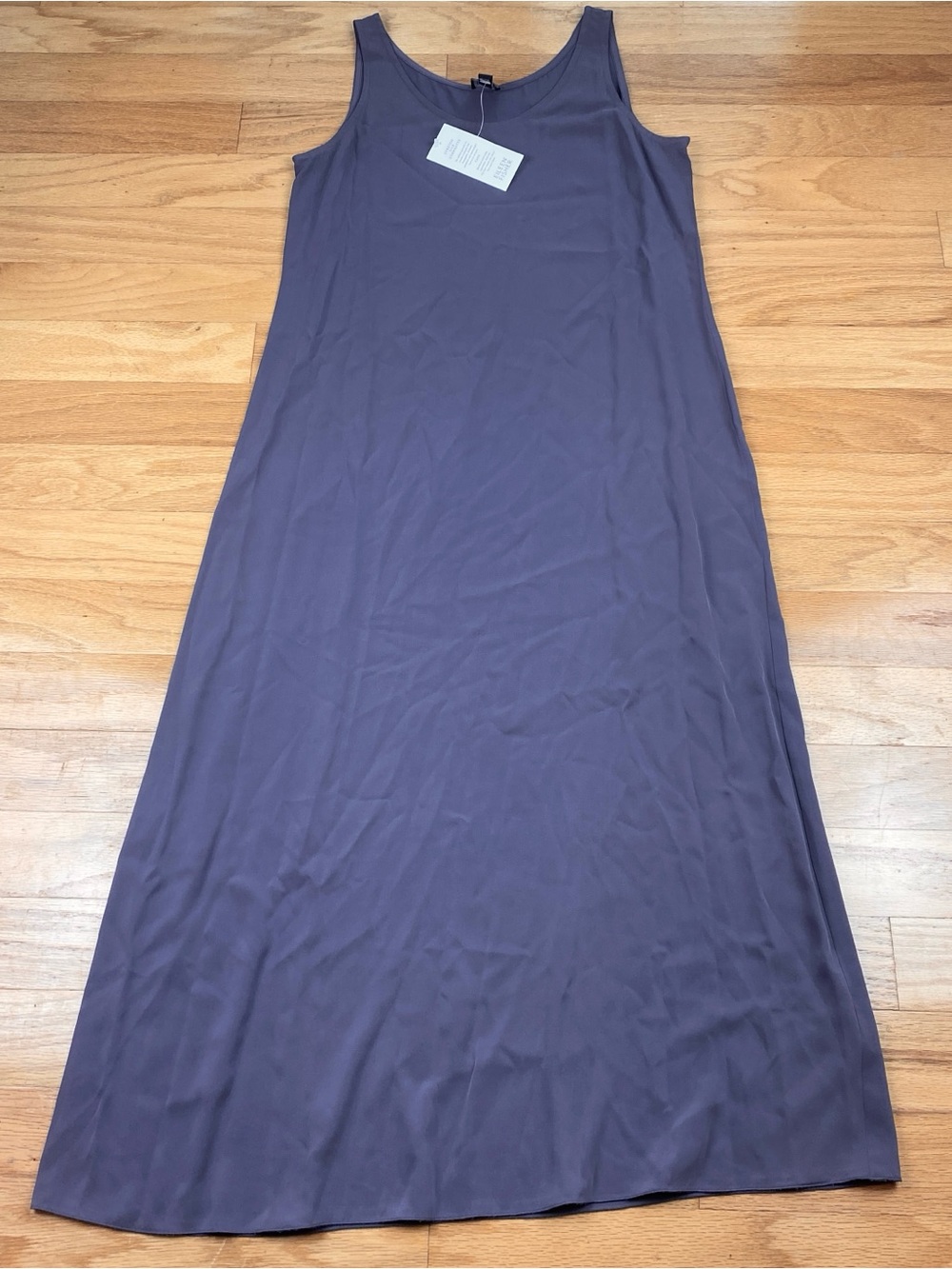 NWT Eileen Fisher Dusk Stretch Silk Georgette Scoop Neck Tank Dress $238 Med